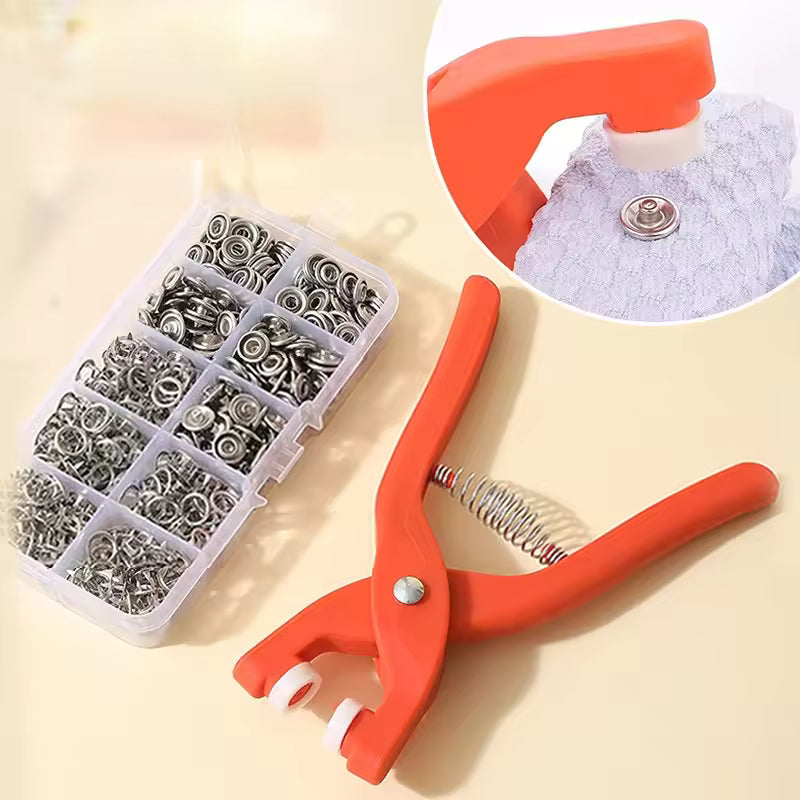 Plier Tool with 50 Sets Metal Snap Buttons – Thickened Snap Fastener Kit for DIY Crafting, Sewing, Leather, Bags, Clothes & Accessories, Durable & Easy to Use Installation